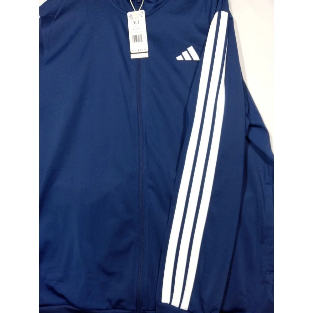 Adidas Mens Track Jacket XLT JI8817 Bark Blue White Three Stripe Full Zip
